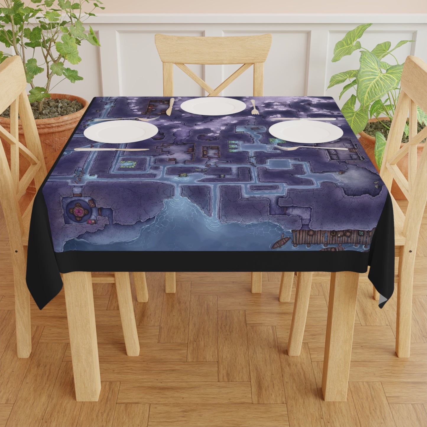 "Den of the Serpent Monarch" D&D Cavern Tablecloth