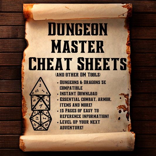 Dungeon Master Cheat Sheets