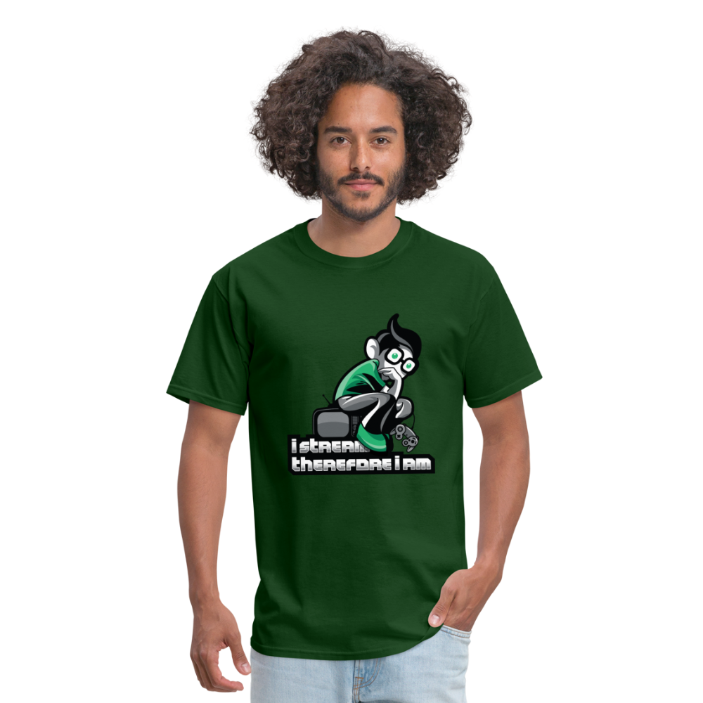 I stream therefore I am t-shirt - forest green