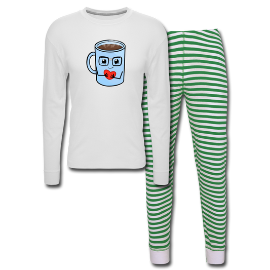 BARE BONEZ Unisex Pajama Set - white/green stripe